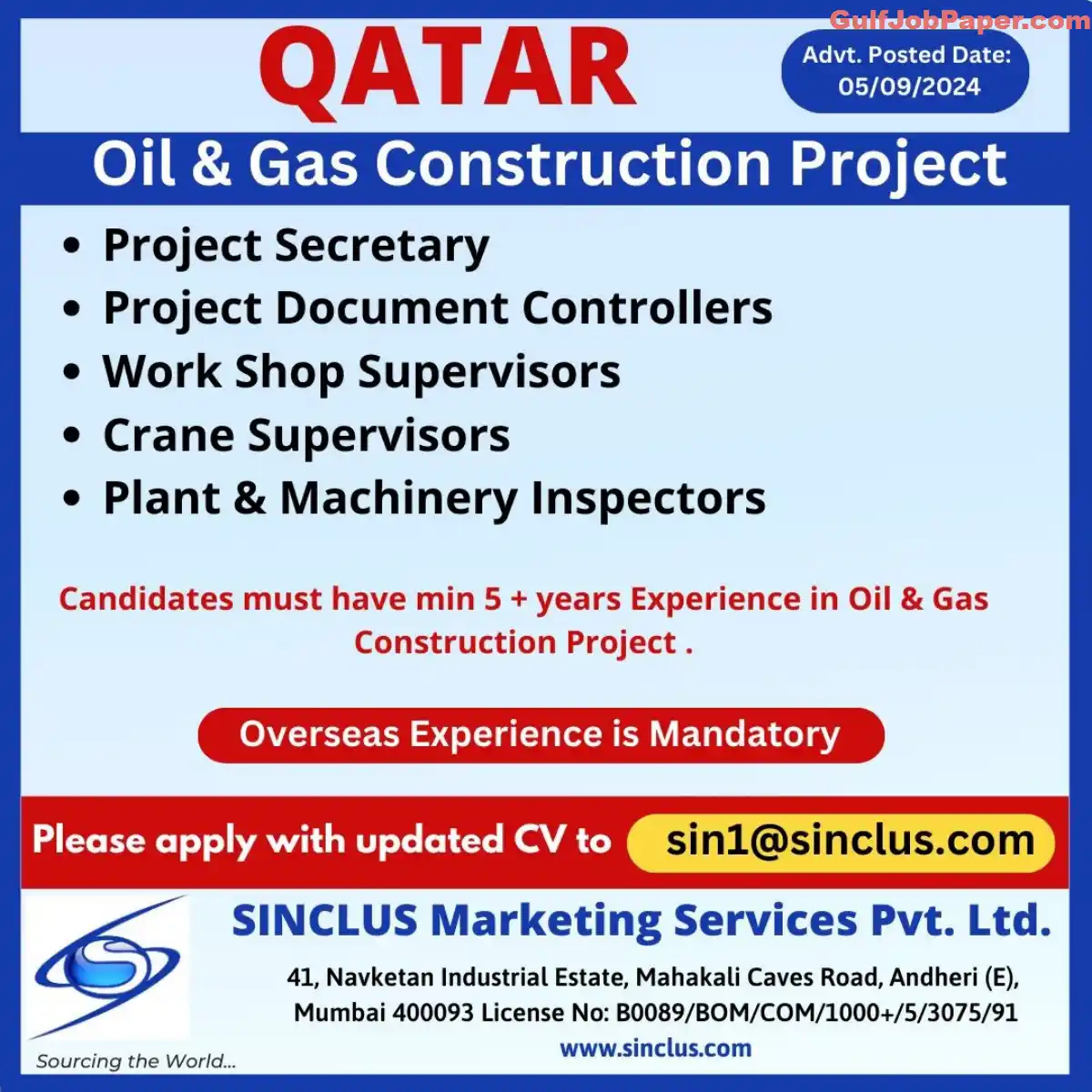 Urgent Recruitment for Oil Gas Construction Jobs in Qatar | Project Secretary, Supervisors & More – Apply Now 2 Oil Gas Construction Jobs in Qatar | Job openings for Oil & Gas construction projects in Qatar – Project Secretary, Supervisors, and more