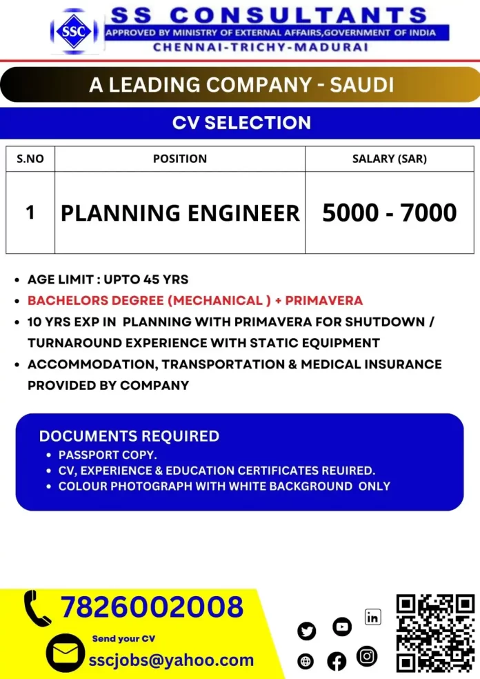 Hiring for Planning Engineer