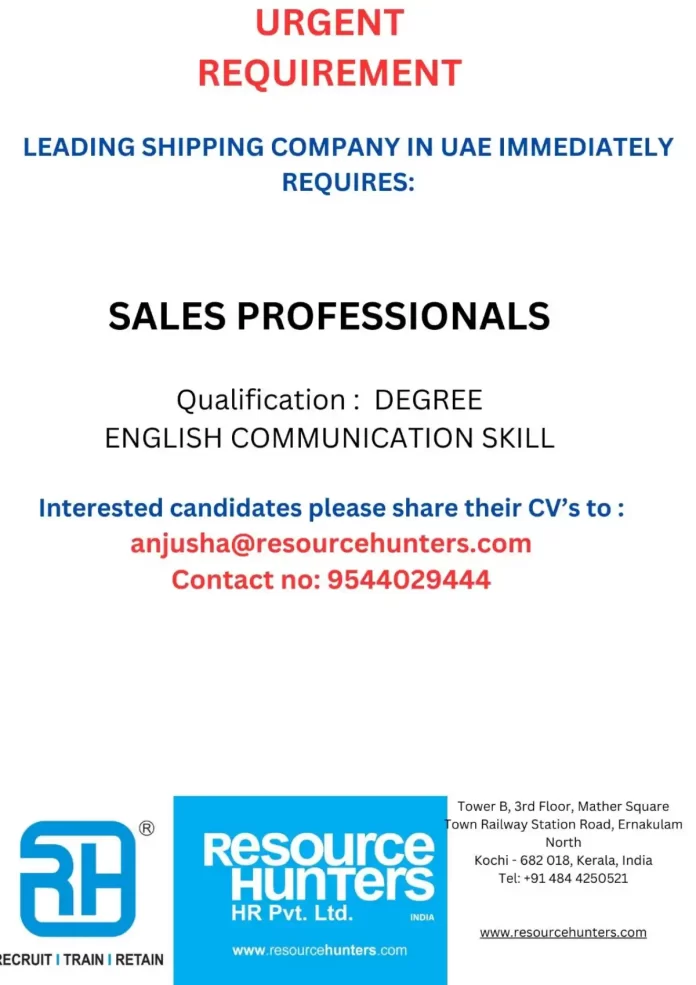 Requirement for Sales Professionals