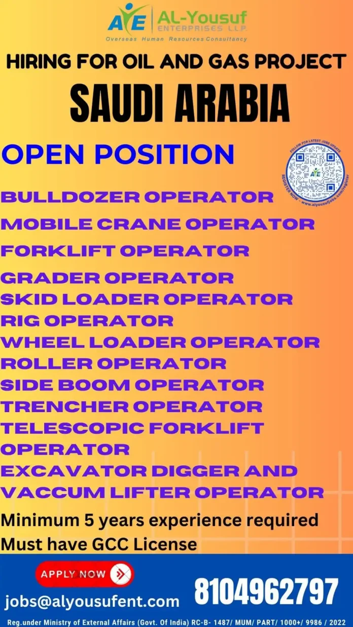 Heavy Equipment Operator Jobs in Saudi