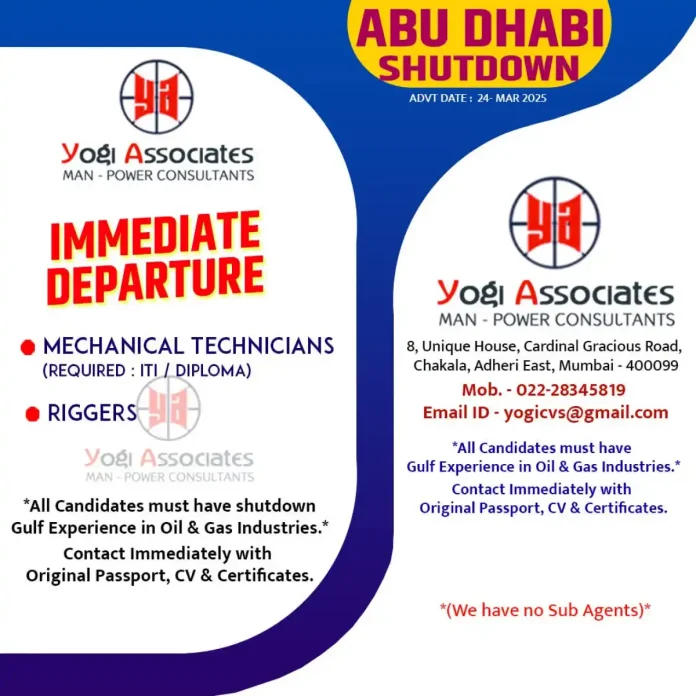 Abu Dhabi Shutdown Project Jobs