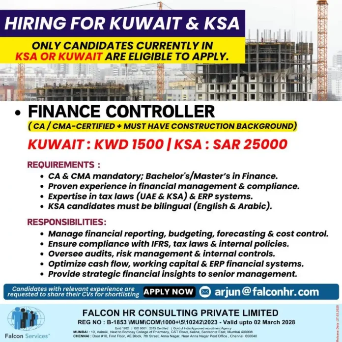 Hiring for Finance Controller Jobs
