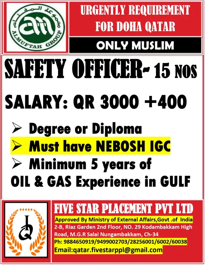 Safety Officer Jobs in Qatar