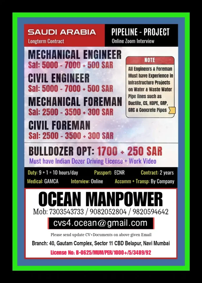 Saudi Arabia Pipeline Project Jobs