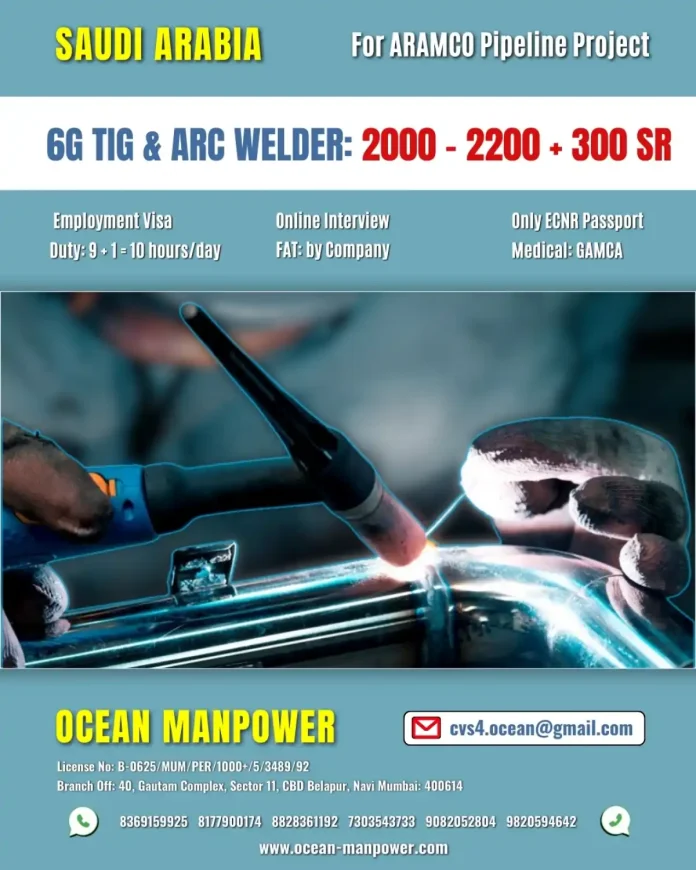 ARAMCO Welder Jobs for Indians