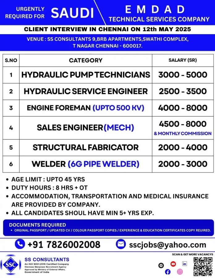 Saudi jobs for technicians and engineers