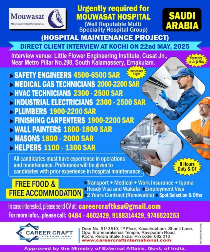 Saudi Arabia Hospital Maintenance Jobs