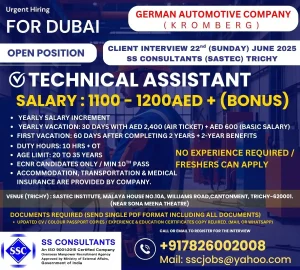 Dubai Job for Freshers