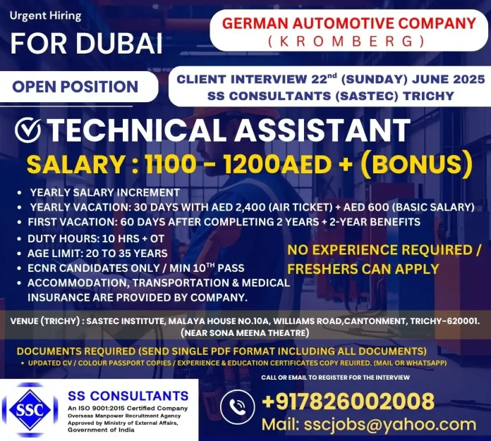Dubai Job for Freshers