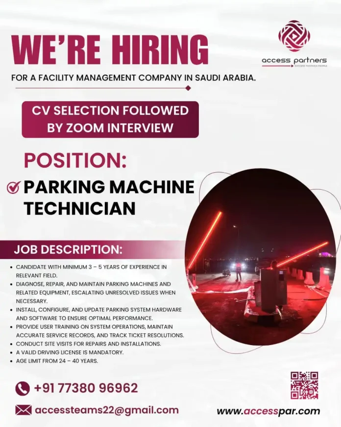 Parking Machine Technician working on equipment