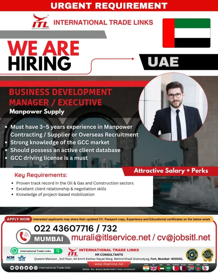 Business Development Manager Executive position in UAE