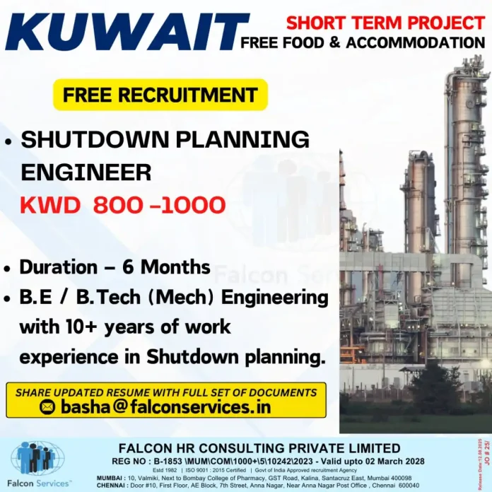 Shutdown Planning Engineer job opportunity in Kuwait with Falcon Services