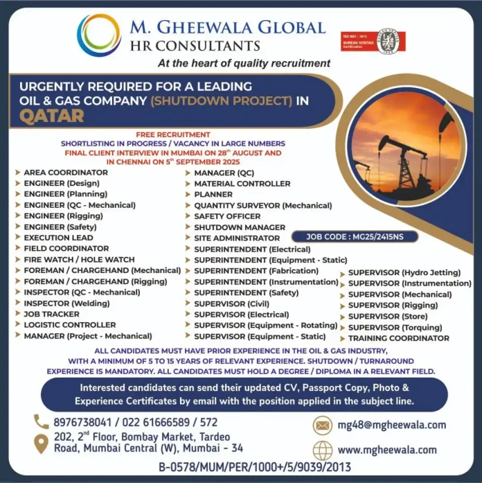 Oil and Gas Recruitment by M. Gheewala Global