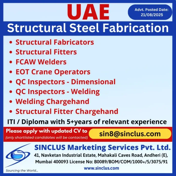 Structural Steel Fabrication Job Opportunities in UAE