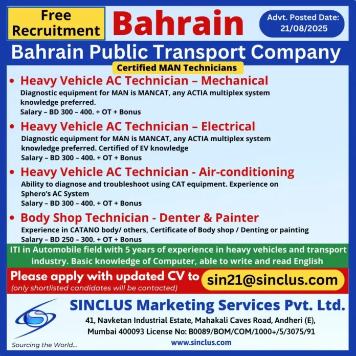 MAN Heavy Vehicle Technician at work in Bahrain