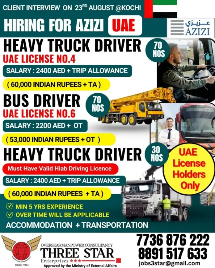 Driver job interview for UAE positions