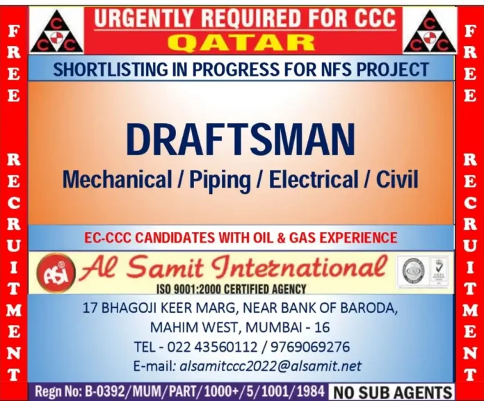 Al Samit International Recruitment for Draftsman Jobs in Qatar