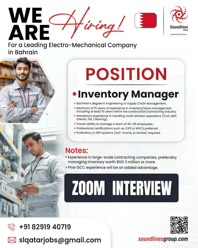 Inventory Manager Job at Soundlines Group Bahrain