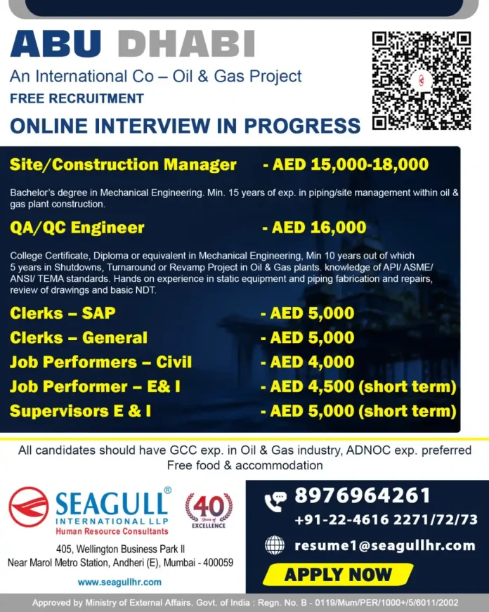 Oil and Gas Jobs Recruitment in Abu Dhabi