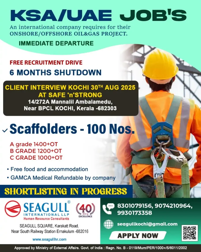 Scaffolding work in oil and gas industry