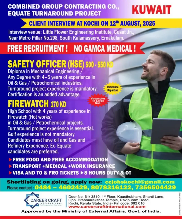 Vacancy for Indian Safety Officers and Firewatch