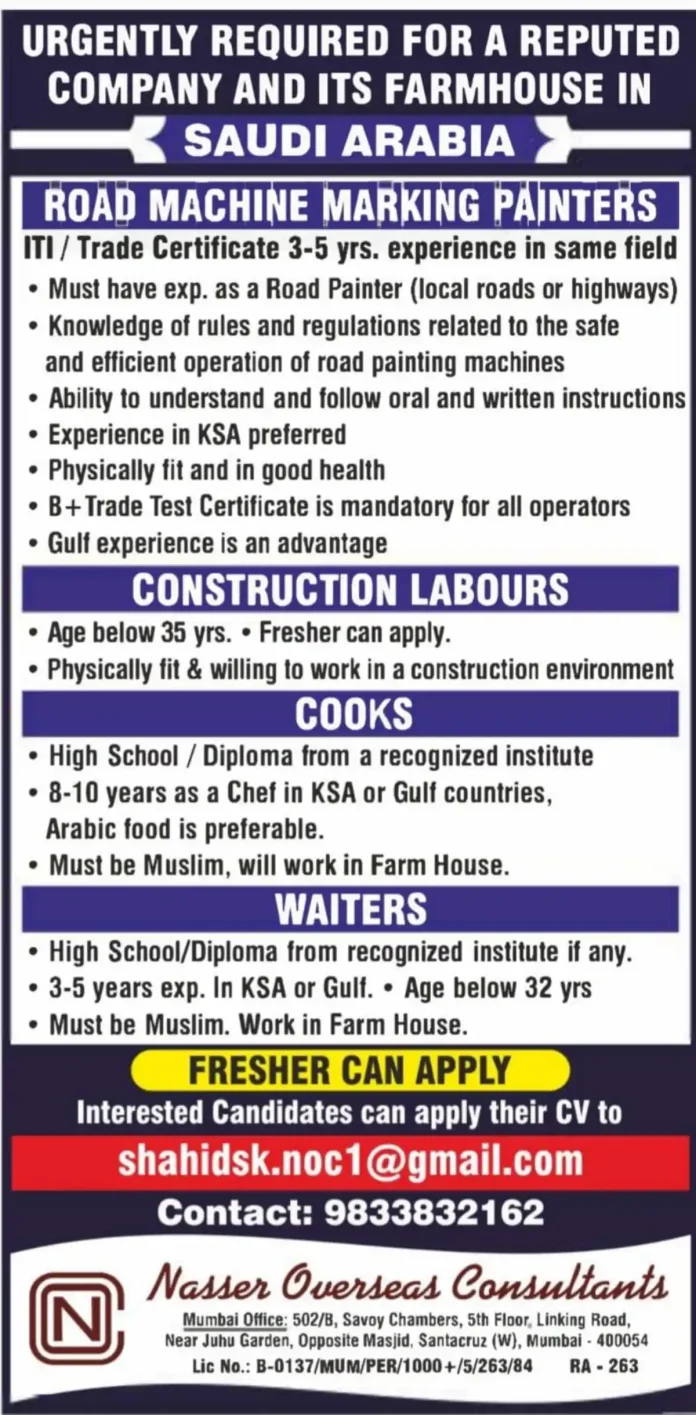 Job Opportunities for Road Painters and More in Saudi Arabia