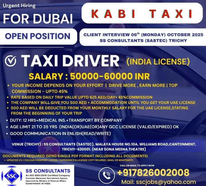 Taxi Driver Employment Opportunity in Dubai with Kabi Taxi
