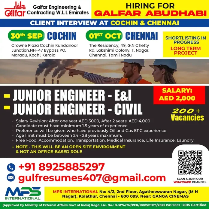 Galfar Engineering Junior Engineer Job Opportunities in UAE