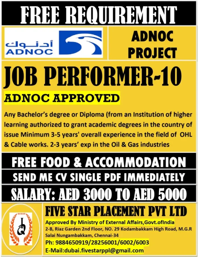 ADNOC Job Performer-10 Recruitment