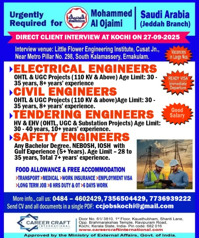 Engineering Job Opportunity with AL-OJAIMI in Saudi Arabia
