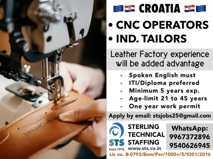 CNC machine operator and industrial tailor at work in a factory setting