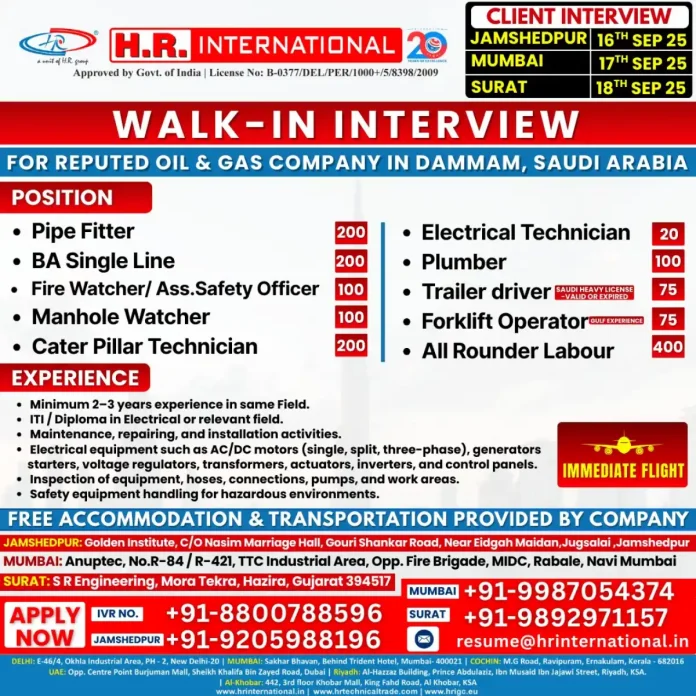 H.R. International Recruitment for Oil and Gas Jobs in Saudi Arabia