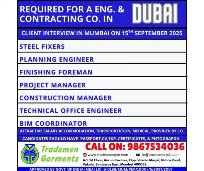 Construction Job Interview for Dubai Positions