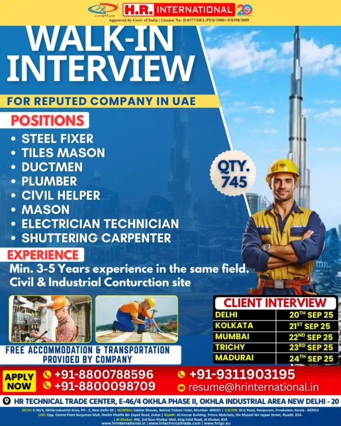 HR International UAE recruitment event for construction jobs
