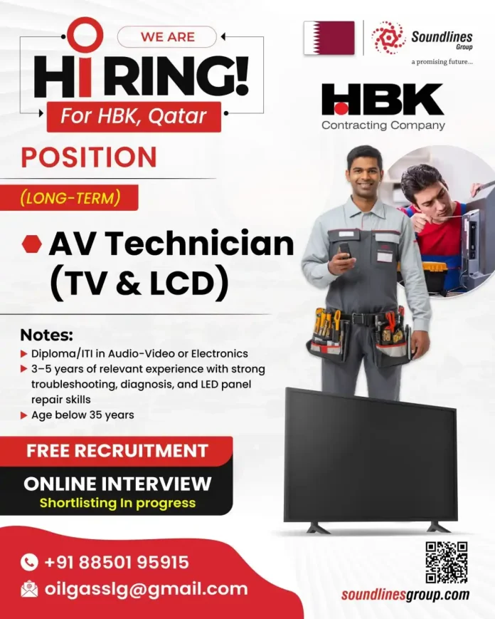 AV Technician Job Opportunity at HBK Qatar
