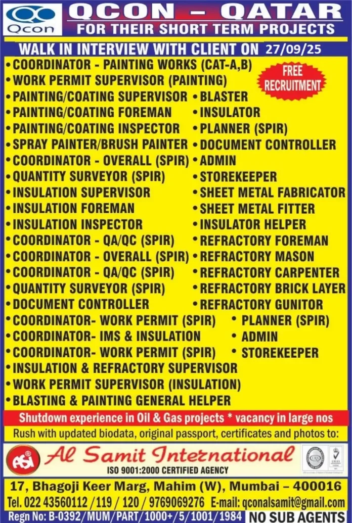 QCON Qatar Job Recruitment Poster