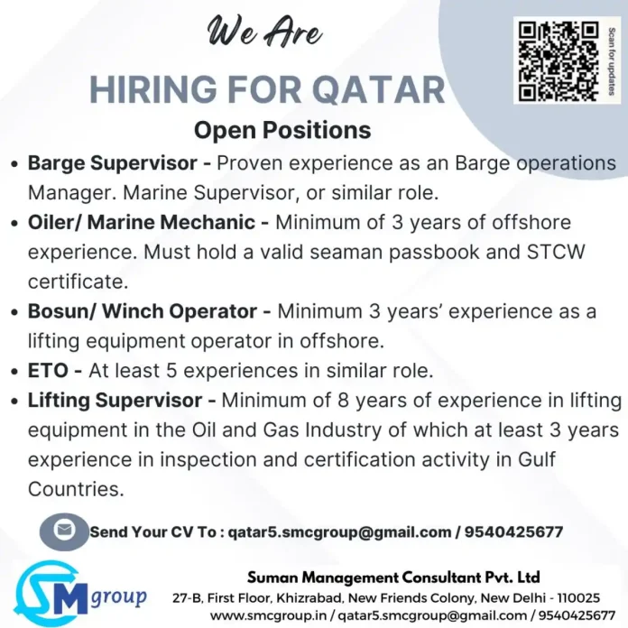 Offshore job opportunities in Qatar for marine professionals