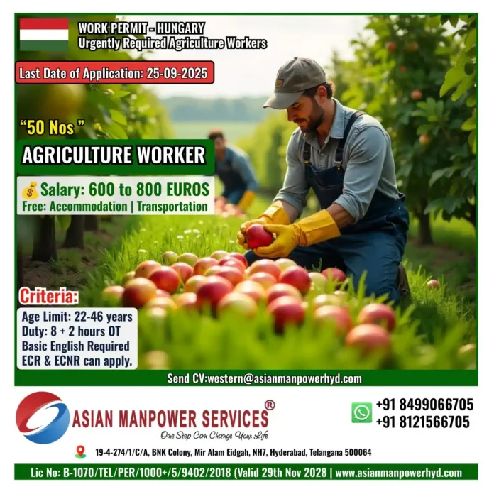 Agriculture worker harvesting crops in Hungary