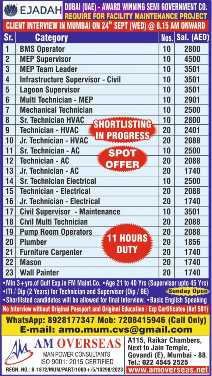 Job Interview Scene for Dubai Facility Maintenance Jobs