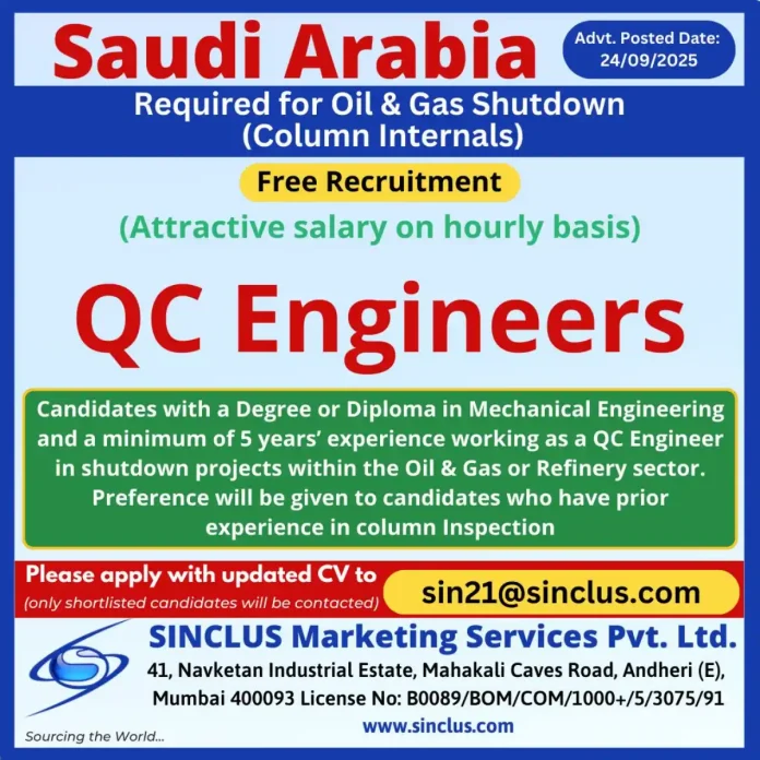 QC Engineer performing inspection in oil and gas shutdown project