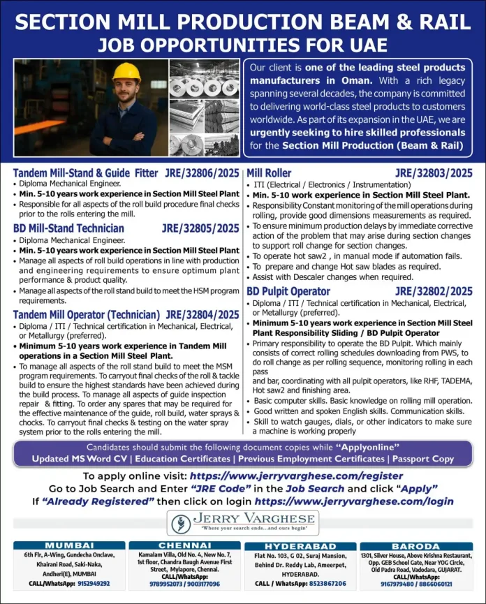 Steel mill production line for beam and rail manufacturing