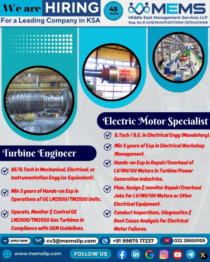 Career Opportunity at MEMS in Saudi Arabia
