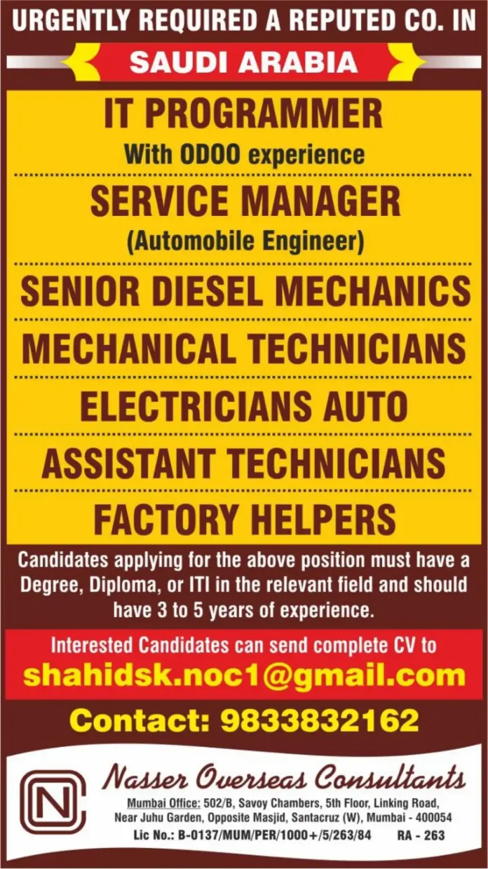 Job Recruitment Poster for Saudi Arabia Positions