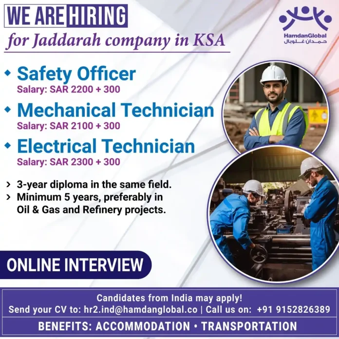 Jaddarah Company Recruitment Drive in Saudi Arabia