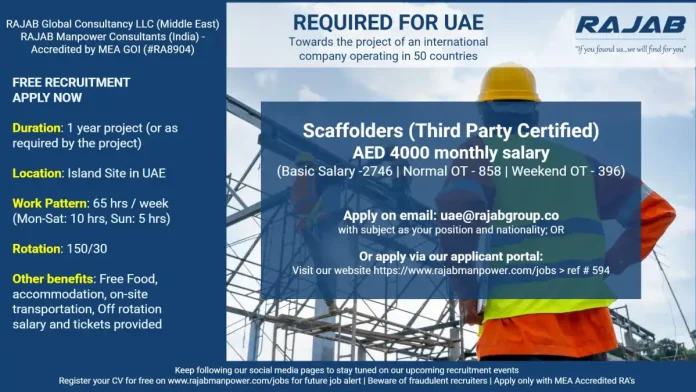 Scaffolder working on a construction site in UAE