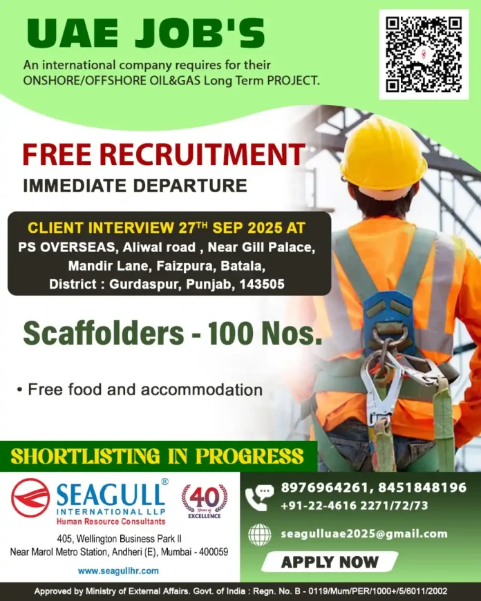 Scaffolder working on an oil and gas installation in UAE