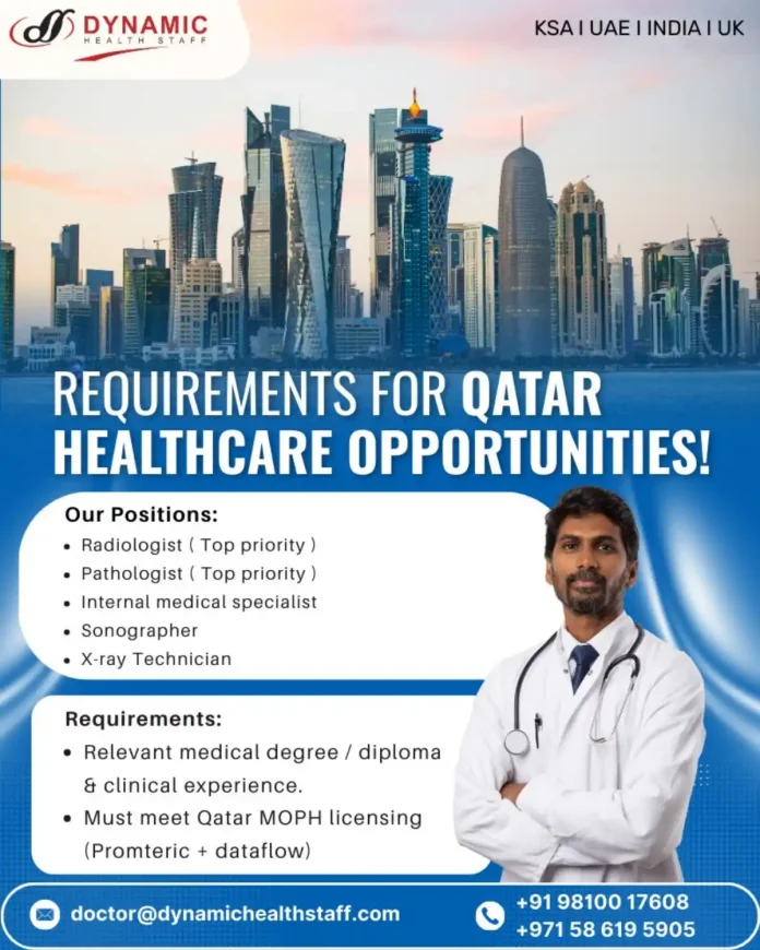 Healthcare professionals working in a medical facility in Qatar
