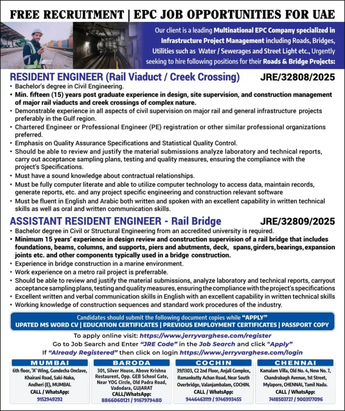 EPC Job Opportunities in UAE for Infrastructure Projects