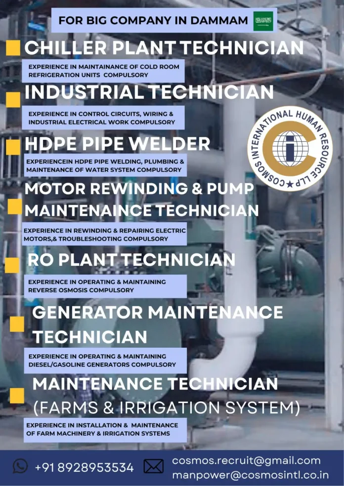 Technicians at work in industrial setting in Dammam