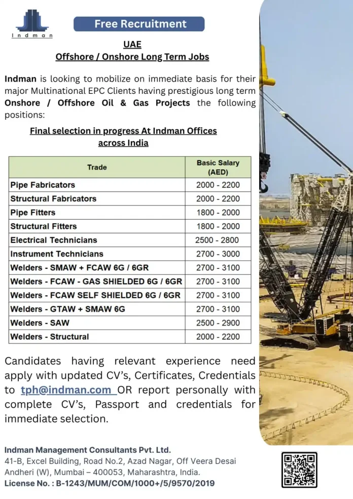 Indman Recruitment for UAE Oil and Gas Projects